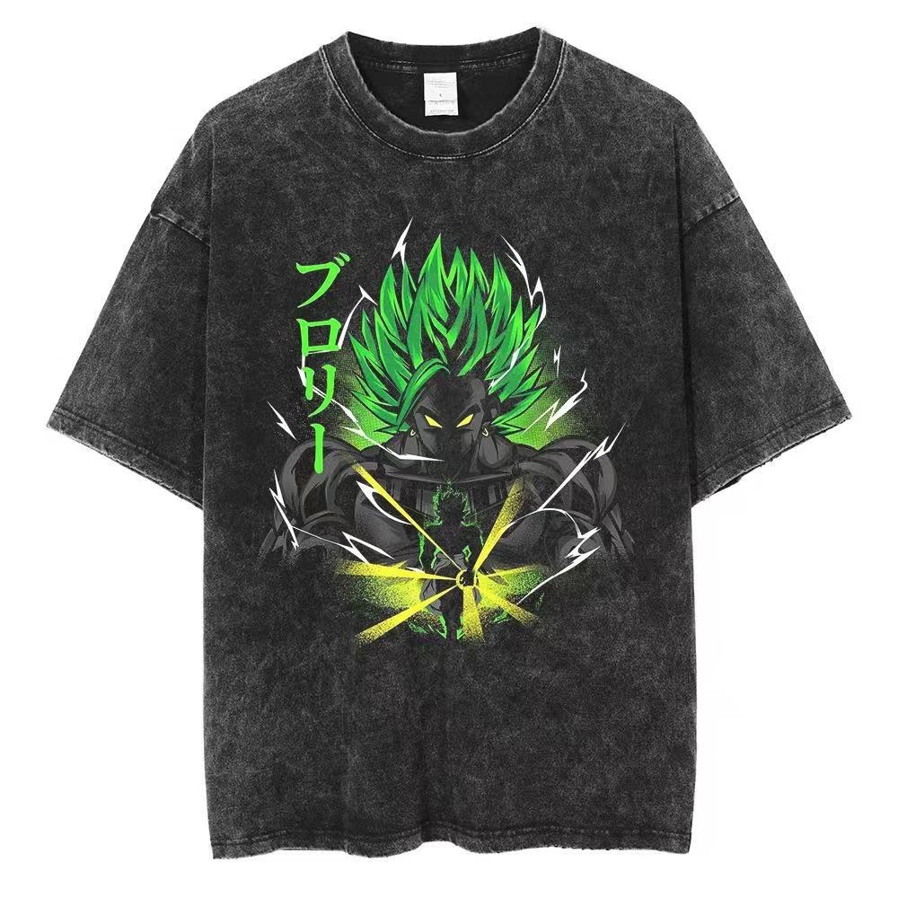 Graphic Black T-Shirt with Green and Yellow Design